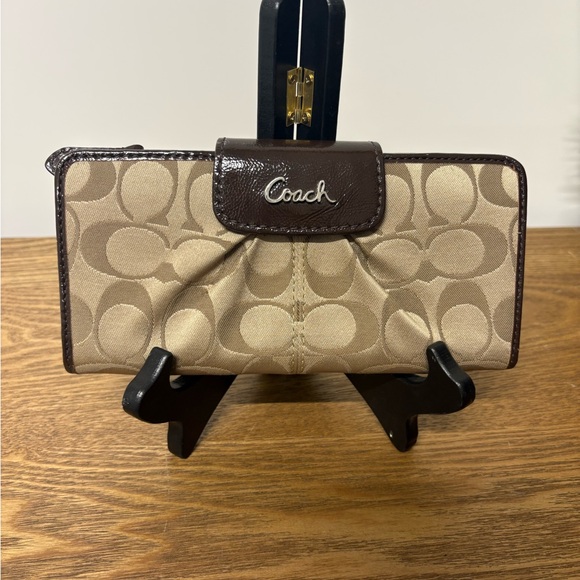Coach Handbags - Coach Tan and Dark Brown Signature Wallet